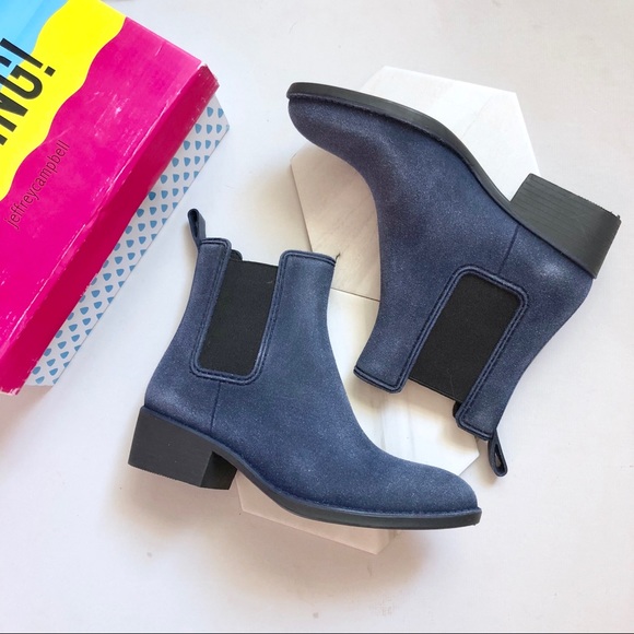 Jeffrey Campbell Shoes - Jeffrey Campbell • Stormy Blue Suede Rain Boots